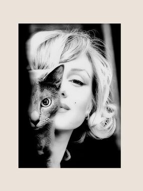 MARILYN MONROE with CAT 13" x 19" Photo Print Poster